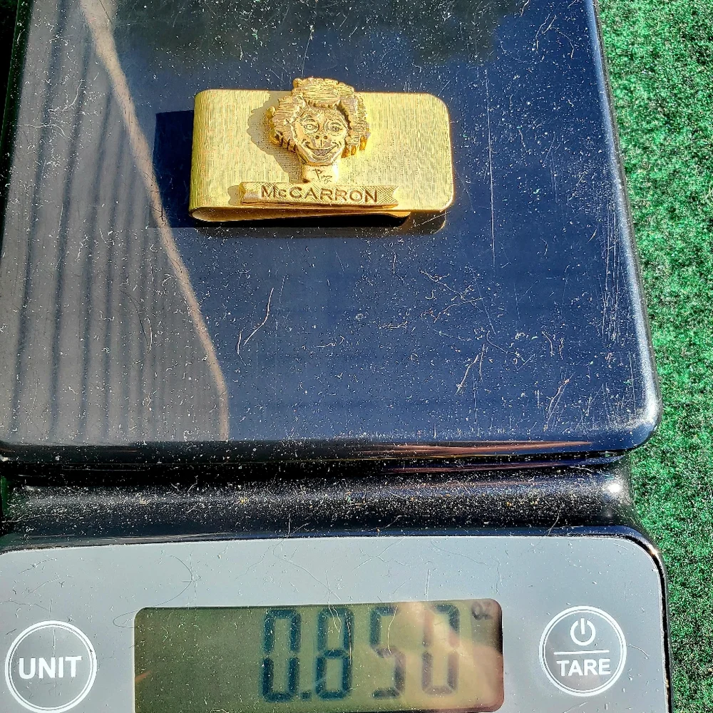 Chris McCarron Money Clip Gold Tone Artist Signed VTG Horse Jockey Hall Of Fame
